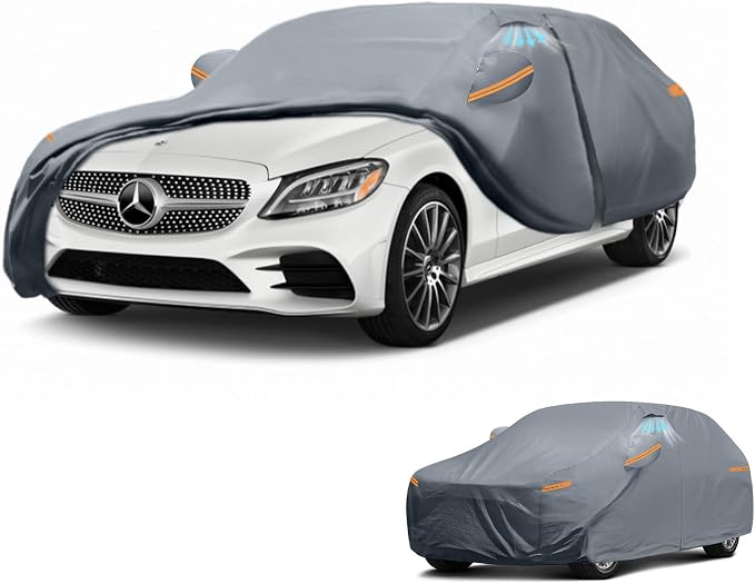Waterproof Mercedes S-Class Long/Maybach(1991-2026) Car Cover with Breathable Vents, [Upgrade] Premium Covers with Cotton Liner and Zipper Door,Sun Rain Snow Dust Uv Protection.(Gift with Towel)