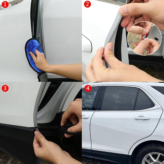 Winunite 32.8ft (10m) Car Door Edge Guards Light Gray – Self-Adhesive PVC, U-Shaped, Fits Most Vehicles, Fade-Resistant, Scratch- and Chip-Resistant – Reduces Dings in Parking Lots