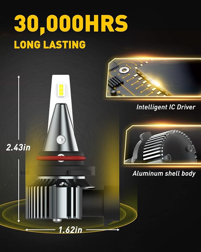 AUXITO H10 LED Fog Light Bulbs, 6000LM 400% Brightness, 1:1 Mini Size, 9145 LED Fog lights, Plug N Play, Wireless 9045 LED Fog Bulbs, Fit for H10, 9145, 9140, 9045, 9040