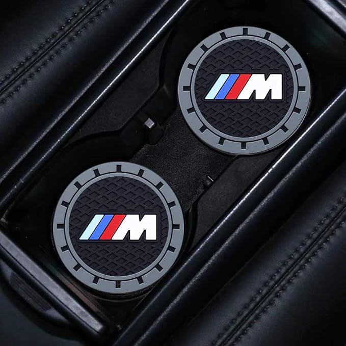Car Cup Holder Coaster Compatible with BMW M M2 M4 M5 M6 M8 X1 X2 X3 X5 X6 M135i M240i Z4 328i X7, Auto Cup Holder Insert Coaster, 2PCS