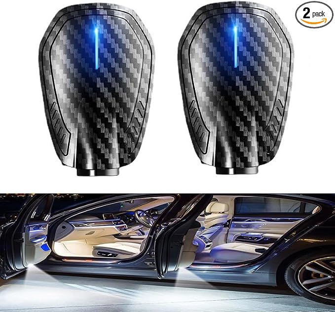 Car Door LED Logo Projector Light, USB Rechargeable, Carbon Fiber Design, white Illumination (NI-SSS-SS-A-N)