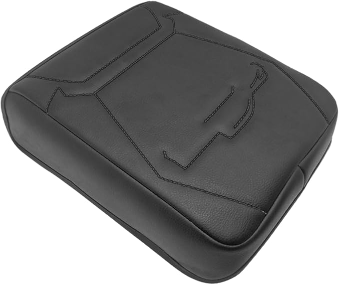 Muslogy Center Console Armrest Cover Fit for 2024 2025 2026 Toyota Tacoma Accessories, Comfort Armrest Pad Console Lid Cushion Protector Vegan Leather Regular Thick(Black/Black Trim)