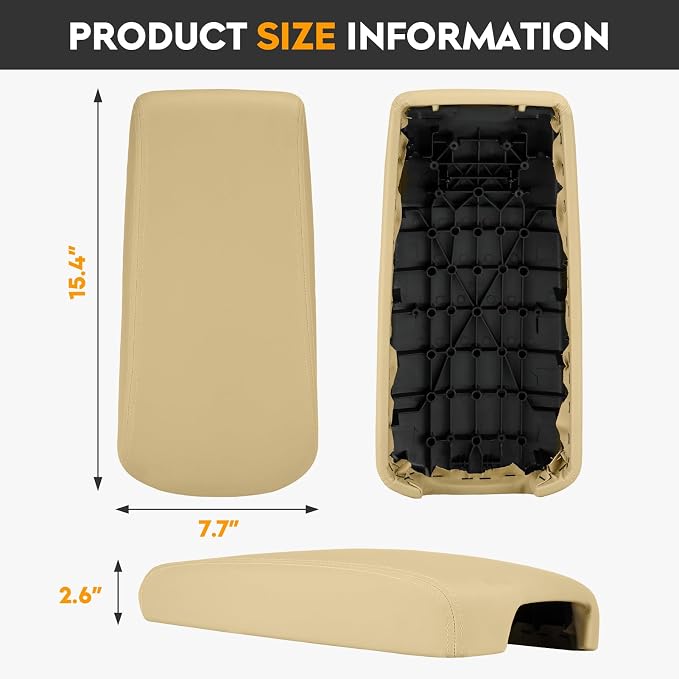 Aeagle Beige Center Console Cover Armrest Lids w/Base for Nissan Altima 2013-2018, PU & ABS Plastic