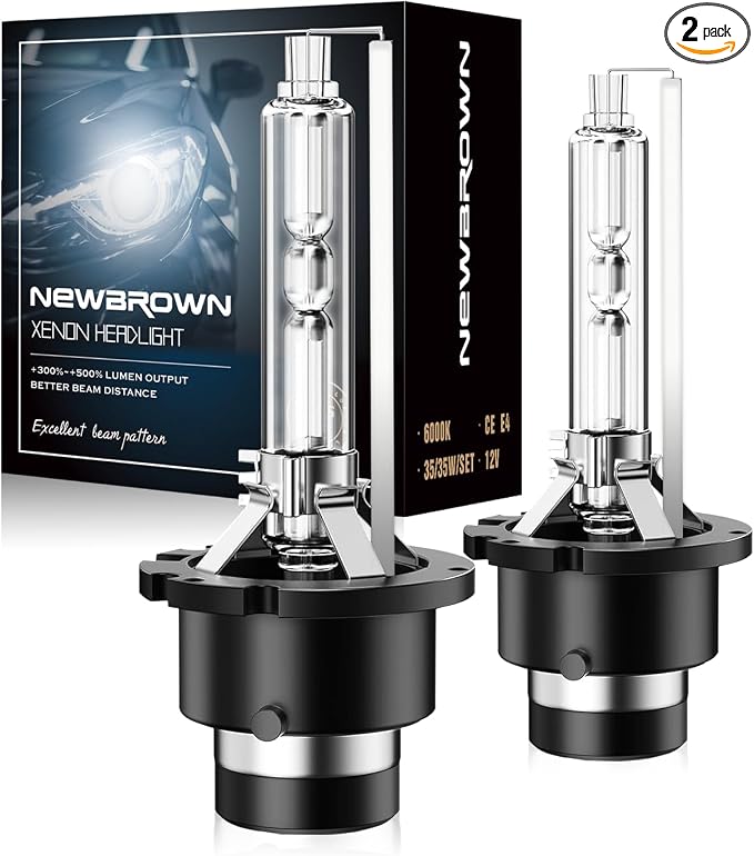 NEWBROWN D2S Hid bulbs Headlight 6000K White 200% brightness, Super White Xenon Replacement 85122C1 66240 66040 66240CBI Headlight Bulb (35W D2S, 2 Pack)