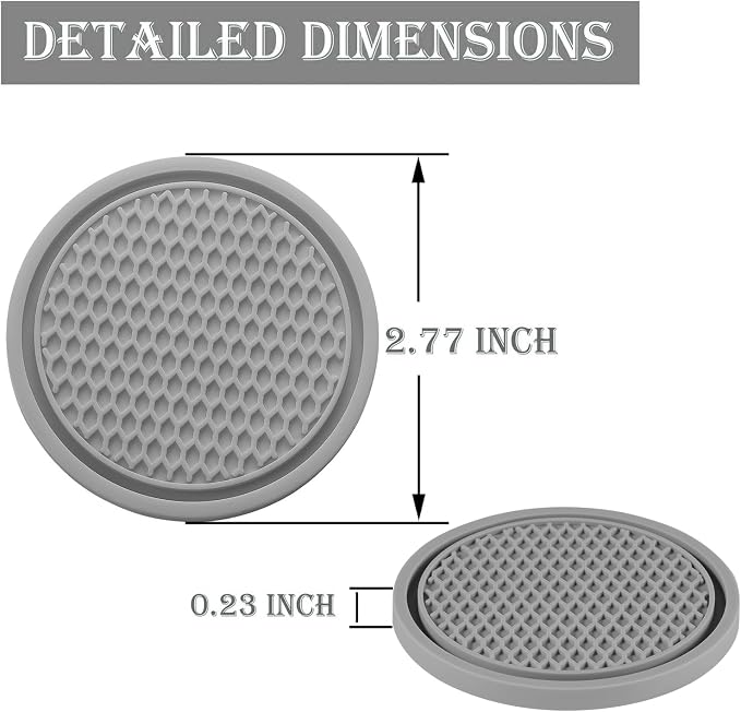 SINGARO Car Cup Coaster, 4PCS Universal Non-Slip Cup Holders Embedded in Ornaments Coaster, Car Interior Accessories, Gray
