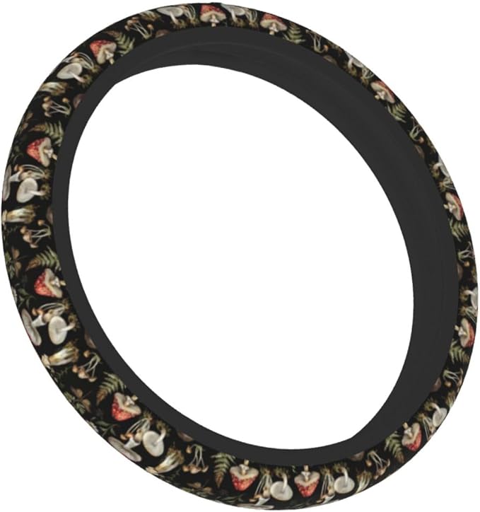 Vintage Forest Mushroom Steering Wheel Cover For Women Men Girls, Universal 15 Inch Anti Slip Steering Wheel Protector Car Accessories Interior For Auto Truck Suv
