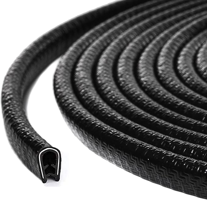 32Ft Car Door Edge Guards Black Universal Rubber Car Door Edge Protector U Shape Automotive Door Entry Guard, Edge Trim Fits for Sedans, Trucks, SUV, ATV, Boats