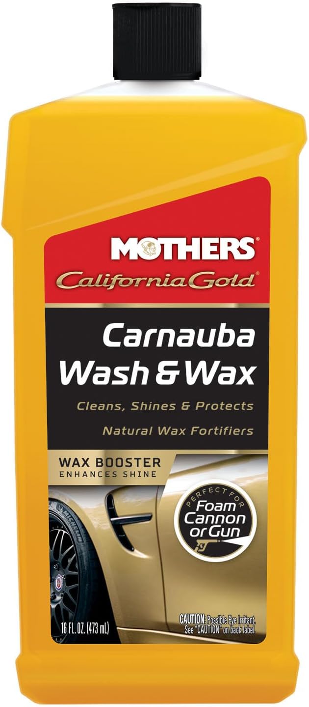 Mothers California Gold Carnauba Wash & Wax, 16 oz. (05676) | Cleans, Shines & Protects, Gentle, pH Balanced, Ultra-Sudsy, Spot-Free, Brilliant Finish, Won't Strip Wax or Ceramic