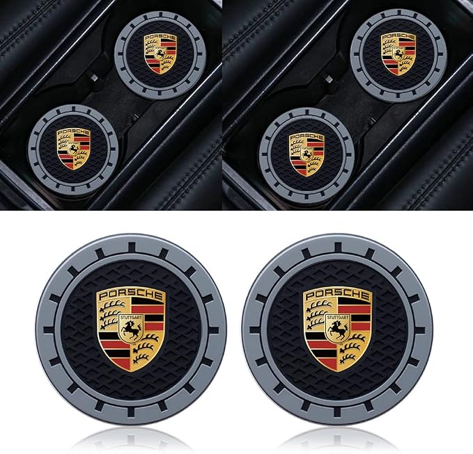Car Cup Holder Coaster Compatible with Porsche Panamera Cayenne Macan Boxster Taycan Cayman 718 911, Auto Cup Holder Insert Coaster, 2PCS