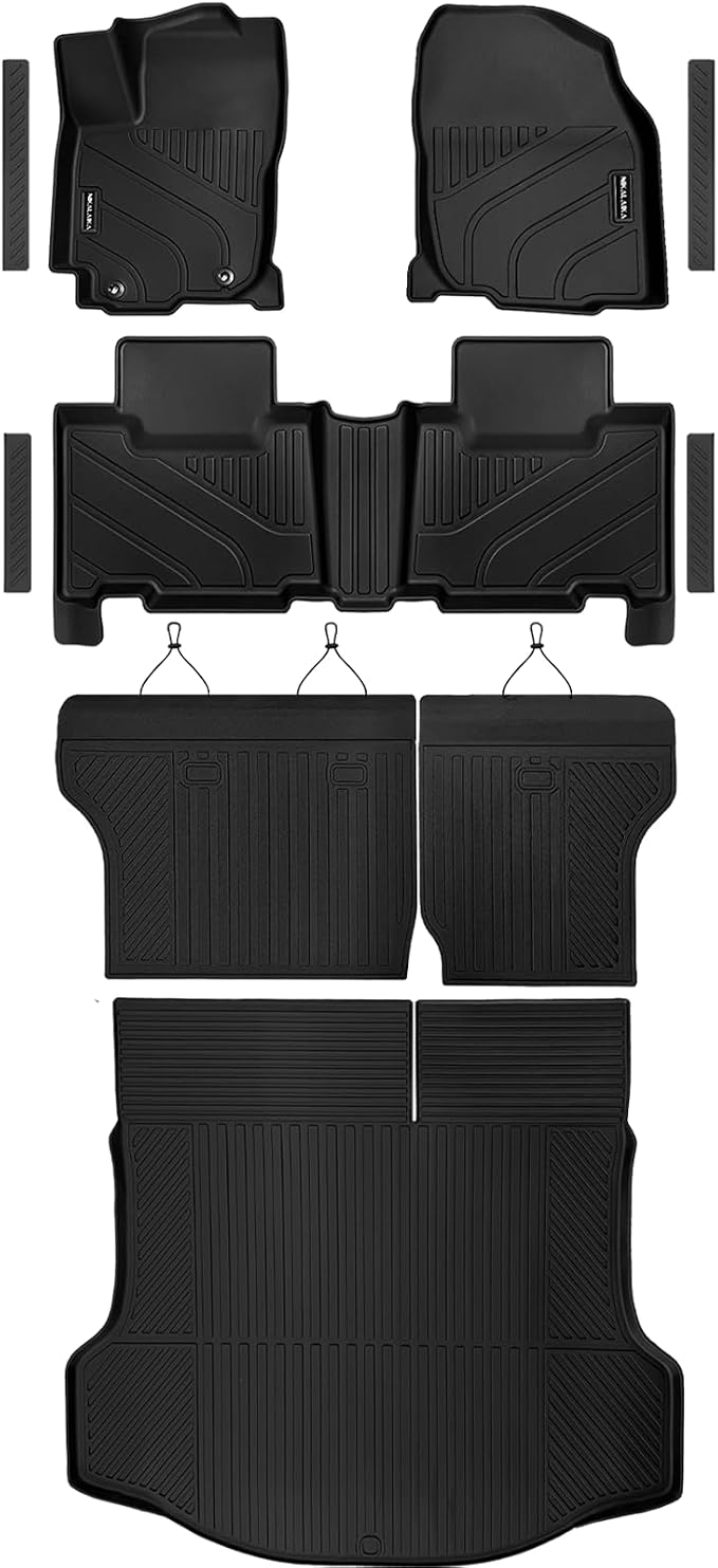 Floor Mats for Toyota RAV4 2013-2018, All Weather Cargo Liner with Backrest Mat Protection and Door Sill Guards TPE Rubber Full Set Automotive Floor Mats Trunk Mat for 2018 RAV4 Accessories