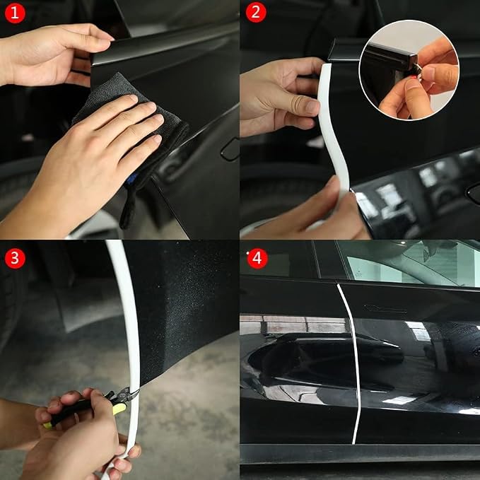 Winunite 65.6ft (20m) Car Door Edge Guards White – Self-Adhesive PVC, U-Shaped, Fits Most Vehicles, Fade-Resistant, Scratch- and Chip-Resistant – Reduces Dings in Parking Lots