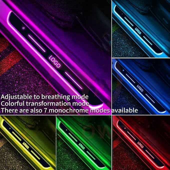 LED Door Sills Lights for Car Magnetic,Customizable Led Car Threshold Lights with Logo Text, Auto-Sensing Welcome Lights for Car,7 Colors/28 Modes,Led Car Door Lights No Installation Required