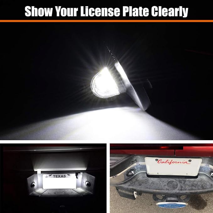 CZC AUTO LED License Plate Light 2 Pack Tag Light Lamp for Ford F150 F250 F350 F450 F550 Superduty Ranger Pickup Truck Explorer Bronco Excursion Expedition, 6500K White Super Bright