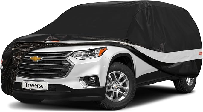 10 Layers SUV Car Cover Custom Fit for Chevrolet Chevy Traverse (2009-2026) Waterproof All Weather for Automobiles, Outdoor Full Cover Sun UV Rain Protection with Cotton.Black