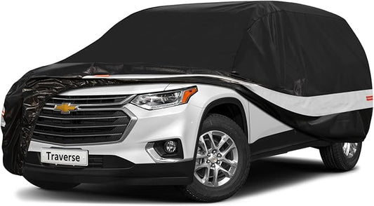 10 Layers SUV Car Cover Custom Fit for Chevrolet Chevy Traverse (2009-2026) Waterproof All Weather for Automobiles, Outdoor Full Cover Sun UV Rain Protection with Cotton.Black