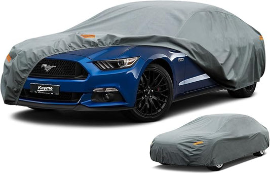 Kayme Heavy Duty Car Cover Custom Fit Ford Mustang/Shelby/Mustang GT GT350 GT500 (1965-2025), Waterproof All Weather for Automobiles, Full Exterior Covers Sun Rain UV Protection.