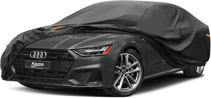 Kayme 7 Layers Car Cover Custom Fit for Audi A7 S7 RS7 (2010-2025) Waterproof All Weather for Automobiles, Outdoor Full Cover Rain Sun UV Protection.Black