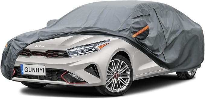 GUNHYI Premium Car Cover Custom Fit Kia Forte, 16 Layers Heavy Duty Car Cover Waterproof All Weather with Zipper Door for Sun Rain Snow Dust Uv Protection