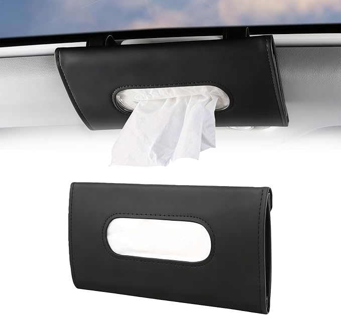 Car Visor Tissue Holder, Sun Visor Napkin Holder for Car, Easy Installation, Universal Accessories Interior Vehicle Tissue Box Suitable for SUVs, Trucks (Black)