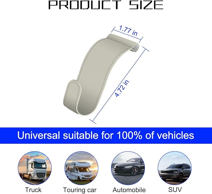 Bittwee 2PCS Car Glove Box Hooks Passenger Storage Hangers Beige | Microfiber leather, snap-in install, hangs bags umbrellas, fits most cars SUVs and trucks, car interior accessories