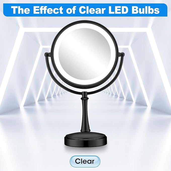Glooglitter Makeup Mirror Replacement LED Bulbs, E12 Base Type T Bulb T20, 0.7W 120V Light Bulbs Compatible with BE66 /BE67 Series and BE18LC /BE18XN /BE18LCX /BE104X Series(2 Pack,Clear)