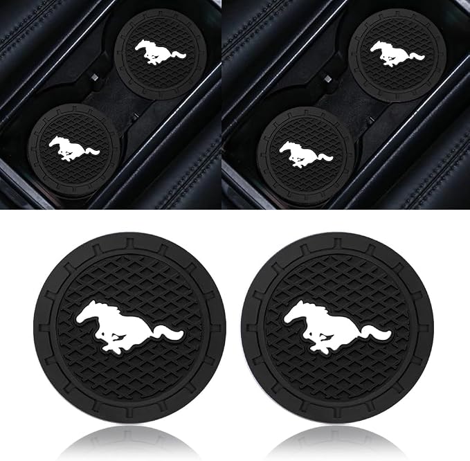 Car Cup Holder Coasters Compatible with Mustang Snake Speedstar Evos Everest GT Shelby Mach-E Grand C-MAX Falcon Figo Territory Fiesta,2pcs