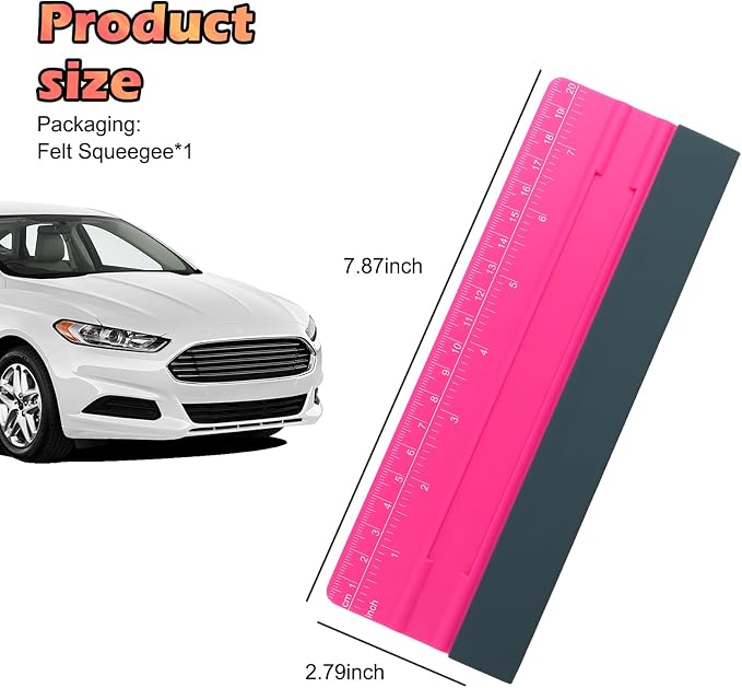 2-in-1 Vinyl Squeegee Tool with Ruler,Soft Felt Squeegee for Vinyl as Wallpaper Smoothing Tool,Vinyls Wrap Squeegees Wallpaper Tools for Cars Window Tint,PPF Application (20cm)