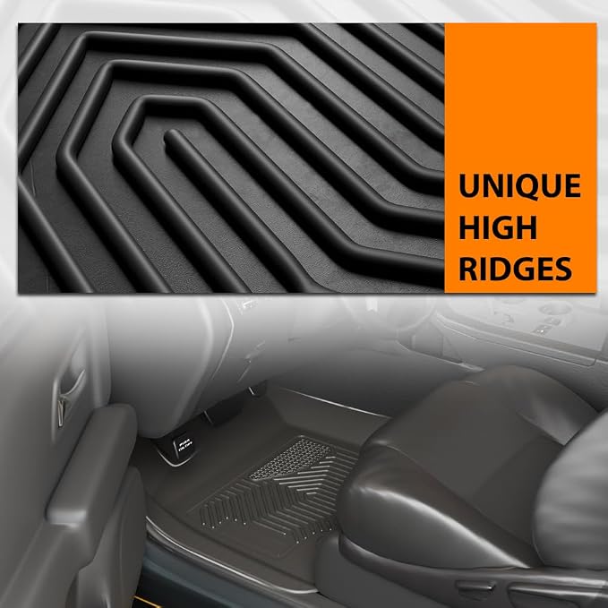 G-PLUS TPE Floor Mats Fit Jeep Wrangler Unlimited 4XE 4-Door 2021-2025 | All Weather Protection,Non-Slip,Custom Fit Floor Cargo Liner,TPE Full Coverage,1st & 2nd Row,Black,3PCS