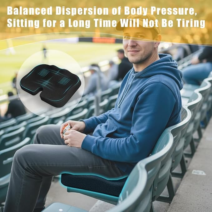 Stadium Seat Cushion - Extra Thick 50D High Density Bleacher Cushion | Premium Cushions with Carry Handle. Non-Slip Design for Stadium Cushions for Bleachers and Outdoor Sports Games 1-Pack.