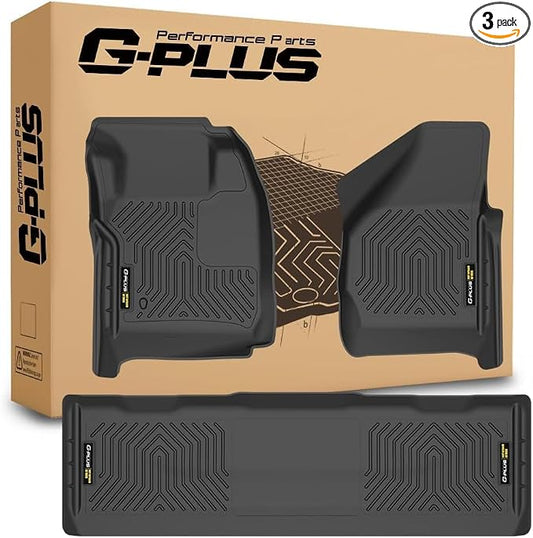 G-PLUS Floor Mats Compatible with 2008-2010 Ford F250 F350 F450 Crew Cab | w/o Manual Shifter(Footwell Coverage),All Weather Protection,Non-Slip,Custom Fit Floor Liners,TPE Full Coverage,Black