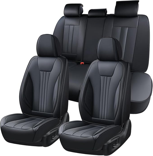 Huidasource Luxury Waterproof Faux Leather Car Seat Covers, Universal Fit for Most Cars, SUVs & Trucks, Airbag Compatible, Easy to Install, Resist Spills, Dirt and Wear for Daily Use, Black