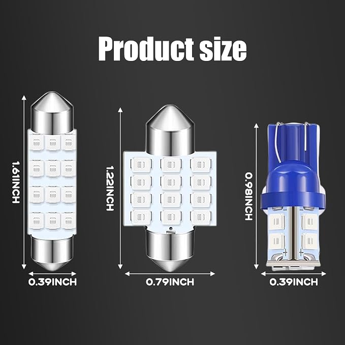 Pack-24 Car LED Bulb Kit Set, T10 31 mm 42 mm Interior Car Lights Bulbs Dome Light, Festoon Bulbs LED Replacement Bulbs for Car Dome Map Door Courtesy License Plate Lights (Blue)