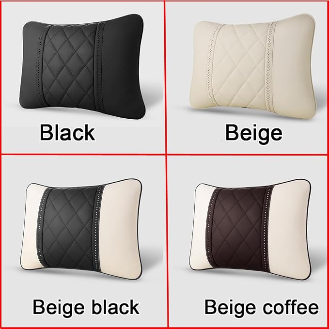 Car Pillows Napa Leather Car Seat Rest Cushion Car Lumbar Pillow for Mercedes Benz Maybach S-Class Lumbar Support Pillow car Accessories（Beige）