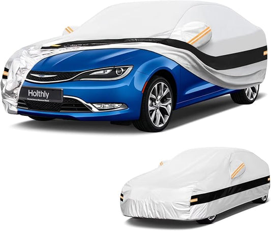 10 Layers Sedan Car Cover Custom Fit for Chrysler 200(2010-2018), Waterproof All Weather for Automobiles, Outdoor Full Cover Sun Dust Rain Protection with Cotton. Silver