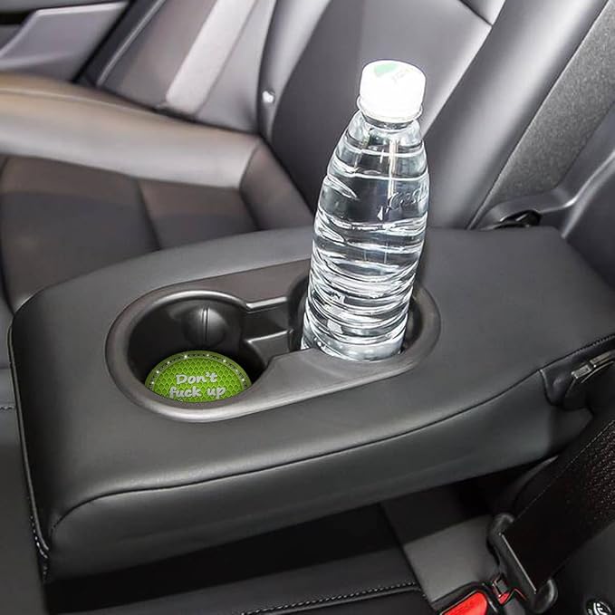 2 Pack Bling Car Coasters for Cup Holder, Crystal Rhinestone 2.75 in Cup Holder Coaster, Silicone Anti-Slip Insert Cup Mats for Women, Interior Accessories Universal for Most Cars (Green)