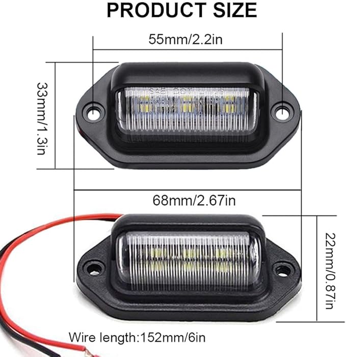 JEDEW 4 PACK License Plate Light, 12V 6-SMD LED License Plate Lamp Taillight for Truck SUV Trailer Van, Step Courtesy Lights, Dome/Cargo Lights