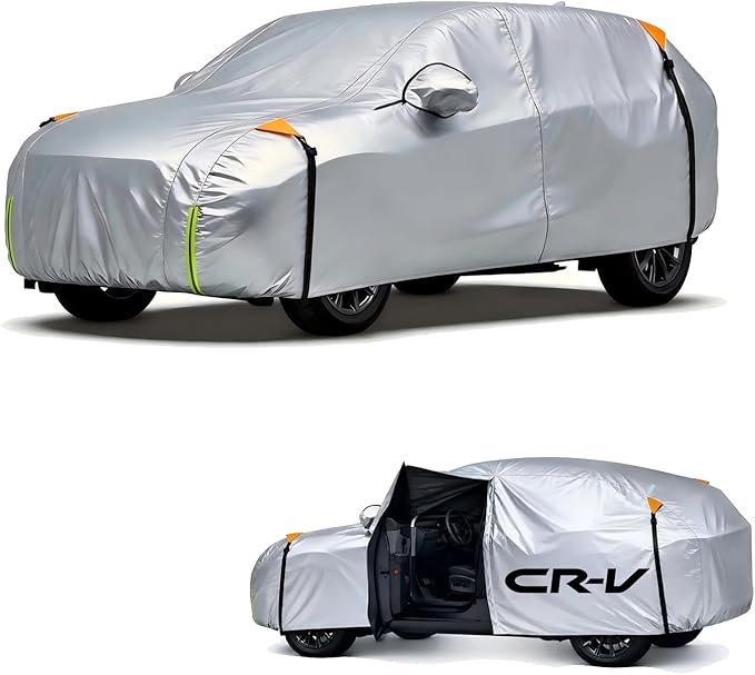 Wigoo Honda CR-V Car Cover Accessories 1997-2026, Custom Fit Waterproof All Weather Outdoor Indoor Full SUV Cover, Windproof Sun UV Rain Snow Dust Protection, Door Zipper, Reflective Strips