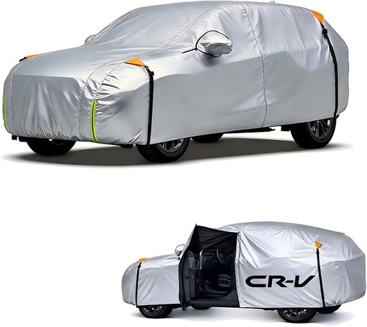 Wigoo Honda CR-V Car Cover Accessories 1997-2026, Custom Fit Waterproof All Weather Outdoor Indoor Full SUV Cover, Windproof Sun UV Rain Snow Dust Protection, Door Zipper, Reflective Strips