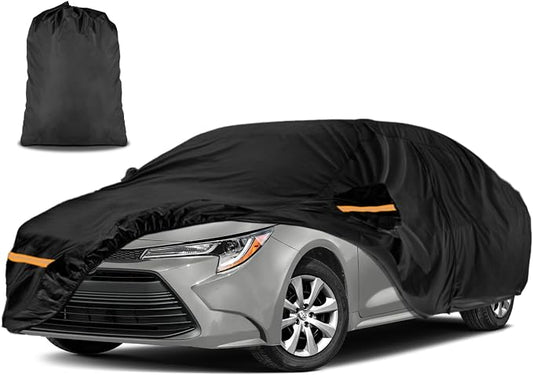 Car Cover for Toyota Corolla 2000-2025 | Heavy Duty Outdoor Full Exterior Cover | Sun, Rain, UV, Dust, and Snow Protection with Door Zipper (Black)