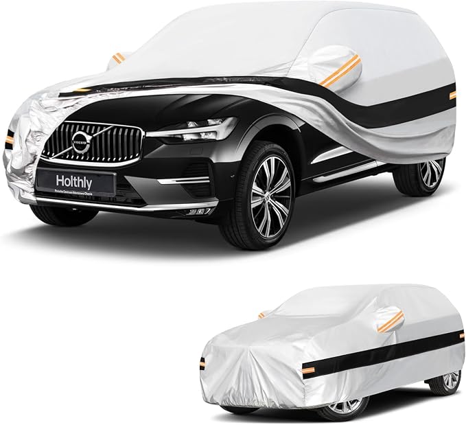 10 Layers SUV Car Cover Custom Fit for Volvo XC60 (2013-2026), Waterproof All Weather for Automobiles, Outdoor Full Cover Sun Dust Rain Protection with Cotton. Silver