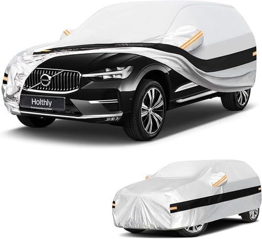 10 Layers SUV Car Cover Custom Fit for Volvo XC60 (2013-2026), Waterproof All Weather for Automobiles, Outdoor Full Cover Sun Dust Rain Protection with Cotton. Silver