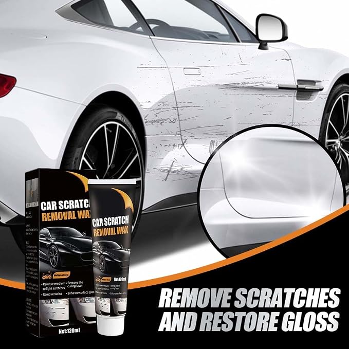 Car Scratch Repair Wax with Sponge and Towel, 2026 New Upgrade Car Scratch Remover Wax, Automotive Scratch Repair, Professional Car Paint Repair Compound for Deep Scratches (120g*2)