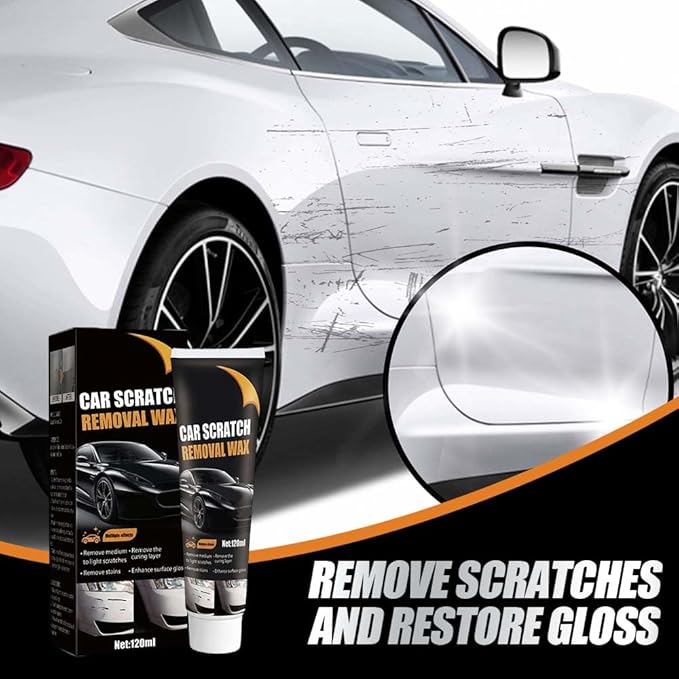 Car Scratch Repair Wax with Sponge and Towel, 2026 New Upgrade Car Scratch Remover Wax, Automotive Scratch Repair, Professional Car Paint Repair Compound for Deep Scratches (120g)