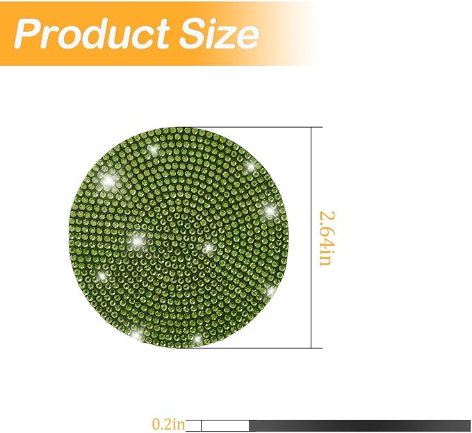 Osilly Bling Car Cup Holder Coaster, 2 Pack Crystal Rhinestone Anti-Slip Insert Coasters, Universal 2.75 Inch Fashion Automotive Cup Mat, Car Interior Accessories Decor Gifts for Women (Yellow/Green