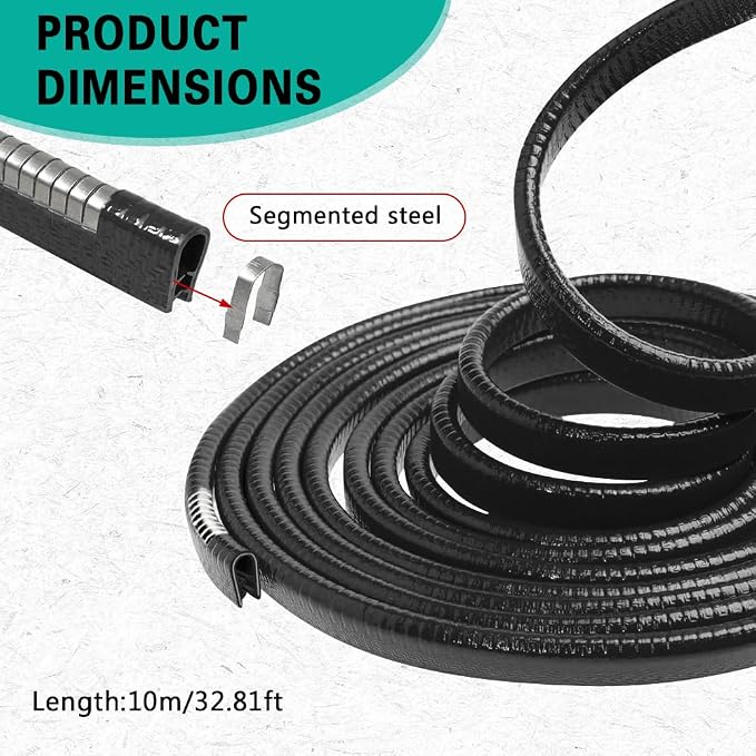 33ft (10m) Car Door Edge Guards, Car Door Protector, No-Glue Required Rubber Seal U Shape Automotive Door Entry Guard, Auto Door Edge Molding Protection for Most Vehicles (Black, 33Ft)