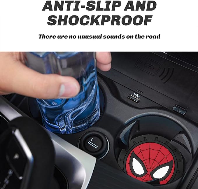 Cup Holder Insert Coaster for Marvel Spiderman Fans,Anti Slip Car Cup Coaster Interior Accessories