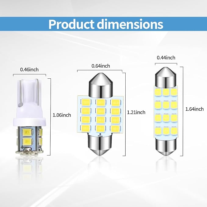 24PCS Car Interior LED Bulb, Dome Light LED Car Interior Replacement Bulb Kit Set T10 31 mm 41 mm for Car Interior, Indoor Map Dome Lights, License Lights, Trunk Lights, Etc.