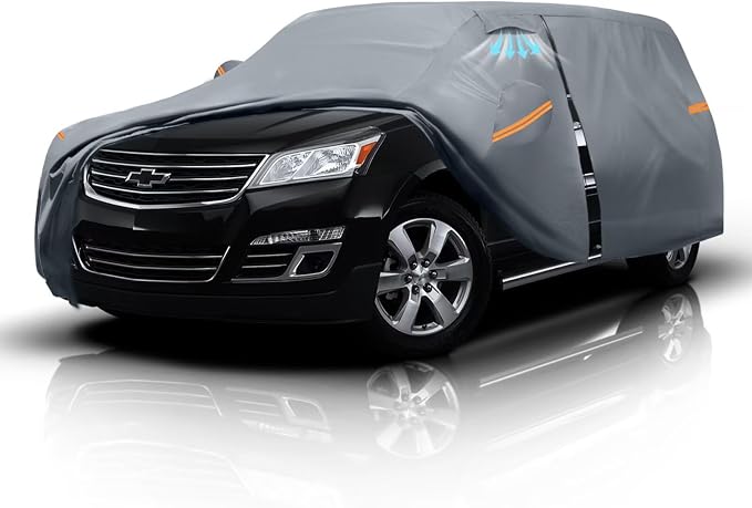 Large SUV Car Cover for Chevrolet Trailblazer (2001-2026) 100% Waterproof All Weather, Heavy Duty Outdoor Full Exterior Covers Rain Sun Wind UV Protection. Gray