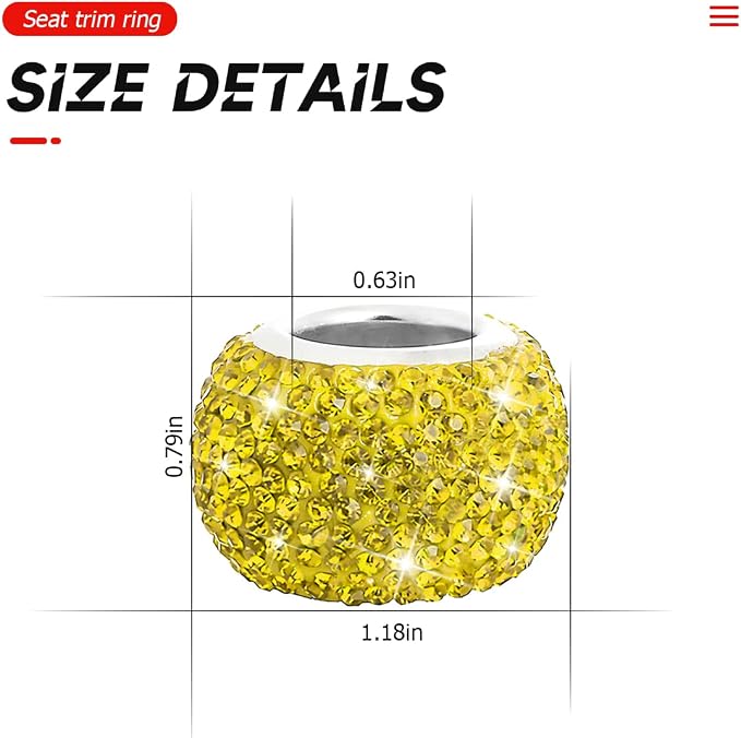 BELOMI 4 Pack Car Headrest Collars, Bling Car Head Rest Collars Rings Decor, Rhinestone Car Head Rest Collars, Diamond Interior Car Seat Accessory (Yellow)