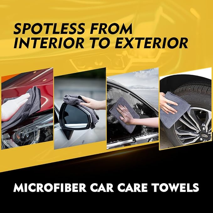 HOMEXCEL Grey Microfiber Cleaning Cloth 50 Pack, 12.5 x 12.5 inch Microfiber Towels for Cars, Ultra Absorbent Car Washing Cloth, Lint Free Streak Free Cleaning Rags for Car, Kitchen, and Window